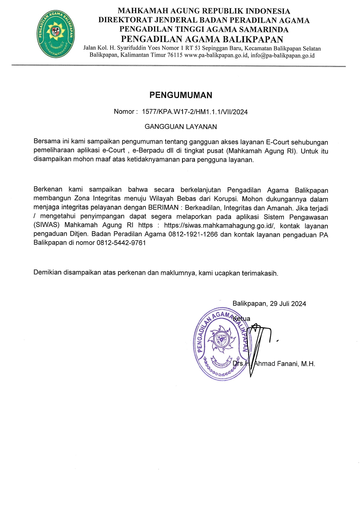 Pengumuman